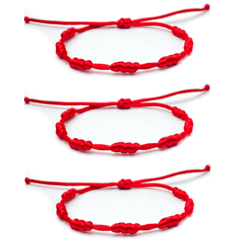 Kit 3 Pulseiras Vermelha 7 Sete Nós Cabala Proteção em Oferta na Shopee