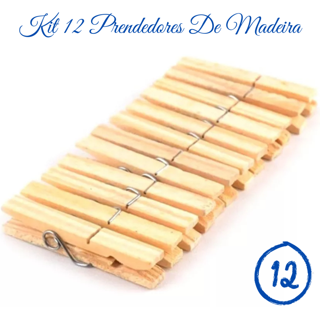 Kit Eco-Rústico de 12 Prendedores Pregadores: Madeira, Metal, Organização Sustentável, Estilo Campestre, Durabilidade, Versatilidade, Charme Natural para Lavanderia, Decoração de Casa, DIY