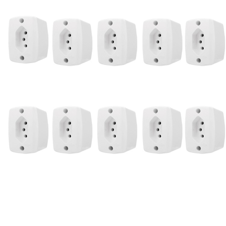 Kit 10 Tomadas Externas Retangulares 10a Brancas - Ilumi em Oferta na Shopee
