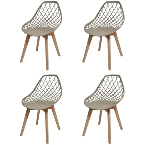 Kit com 4 Cadeiras Kaila Pp Wood - Cores