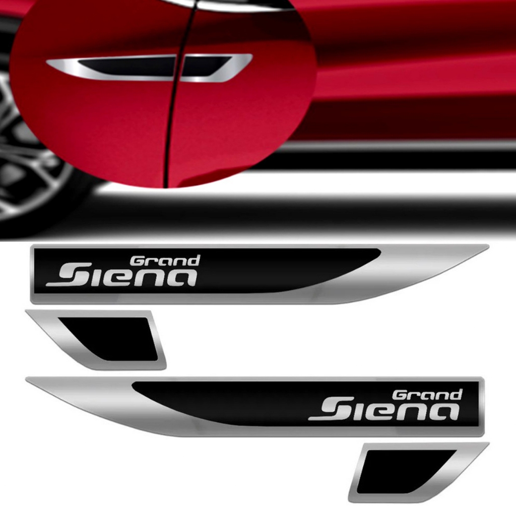 Par Emblema Lateral Resinado Aplique Adesivo Paralama Porta Compativel com Grand Siena