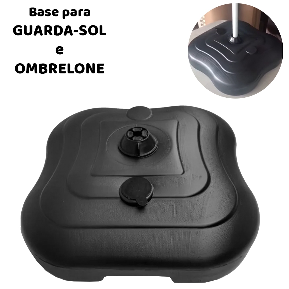 Base Para Guarda Sol Ombrelone Wind Banner Suporte Com Água e Areia Preta