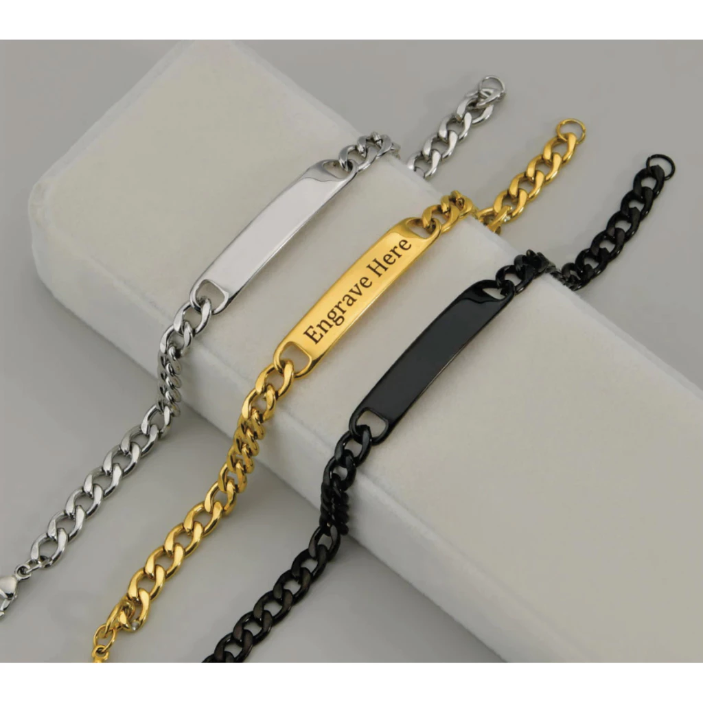 Pulseira Personalizada c/ SEU NOME Aço Banhado Ouro 18k Feminina Masculina