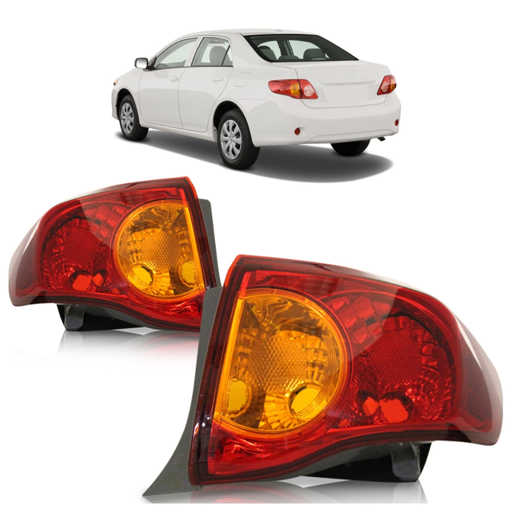 Lanterna Traseira Corolla 2009 2010 2011 Bicolor Lente Estriada Acrilico em Oferta na Shopee