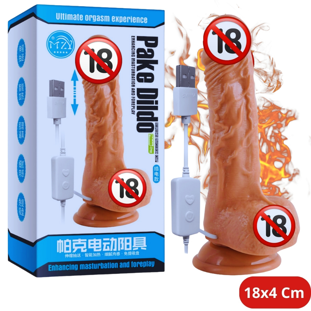Penis De Borracha Vai E Vem Consolo Vibrador E Aquecimento 18 CM Dildo Grande