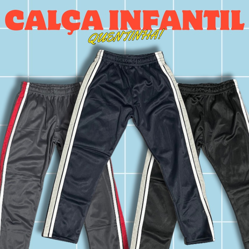 Calça Helanca Flanelada infantil do 4 ao 16 Calça Uniforme Escolar inverno peluciada