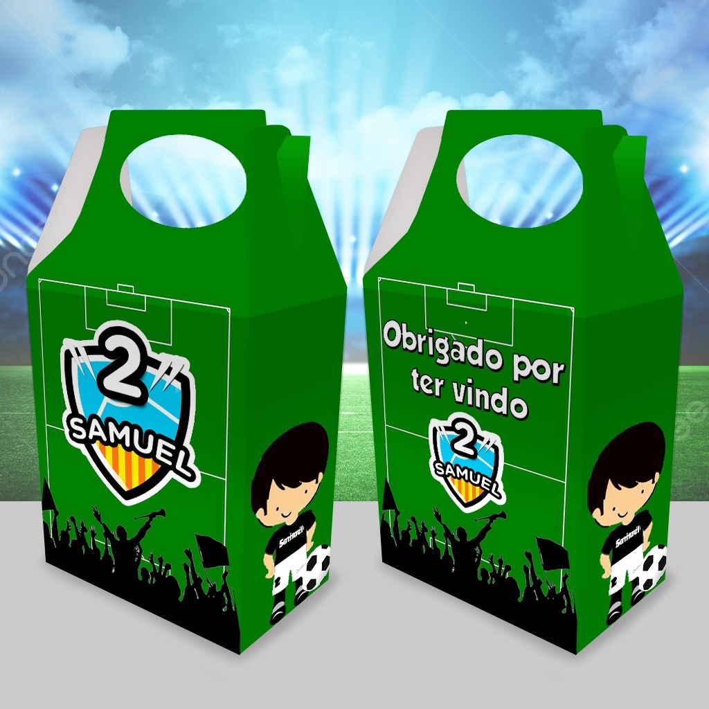 Festa caixinha maleta sacolinha surpresa futebol aniversario lembrancinha personalizada