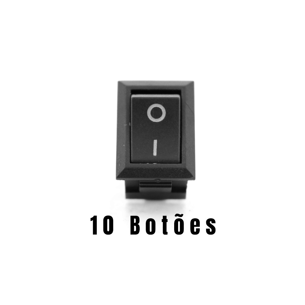 Combo 10 Botões Farol  Milha Retangular Universal 2 Terminais Preto Plastico - Spare Parts and Accessories for Vehicles