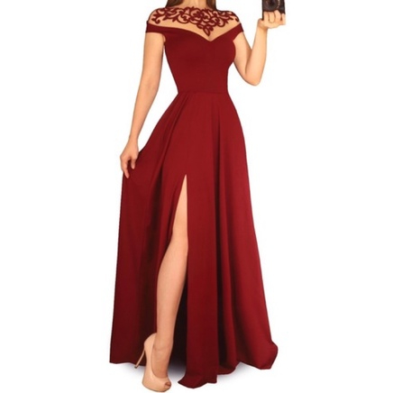 Vestido Longo De Festa, Madrinha Com Fenda Lateral  Maria Gueixa