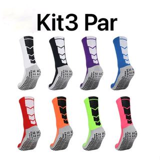 Kit 3 Nova Meia De Futebol Esportiva Detalhes De Seta Antiderrapante
