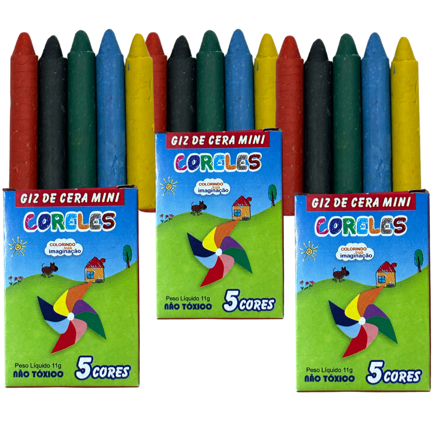 Kit 30 Caixas De Giz De Cera - Pequeno - 05 Cores Escola Criança Menino Menina Festa em Oferta na Shopee