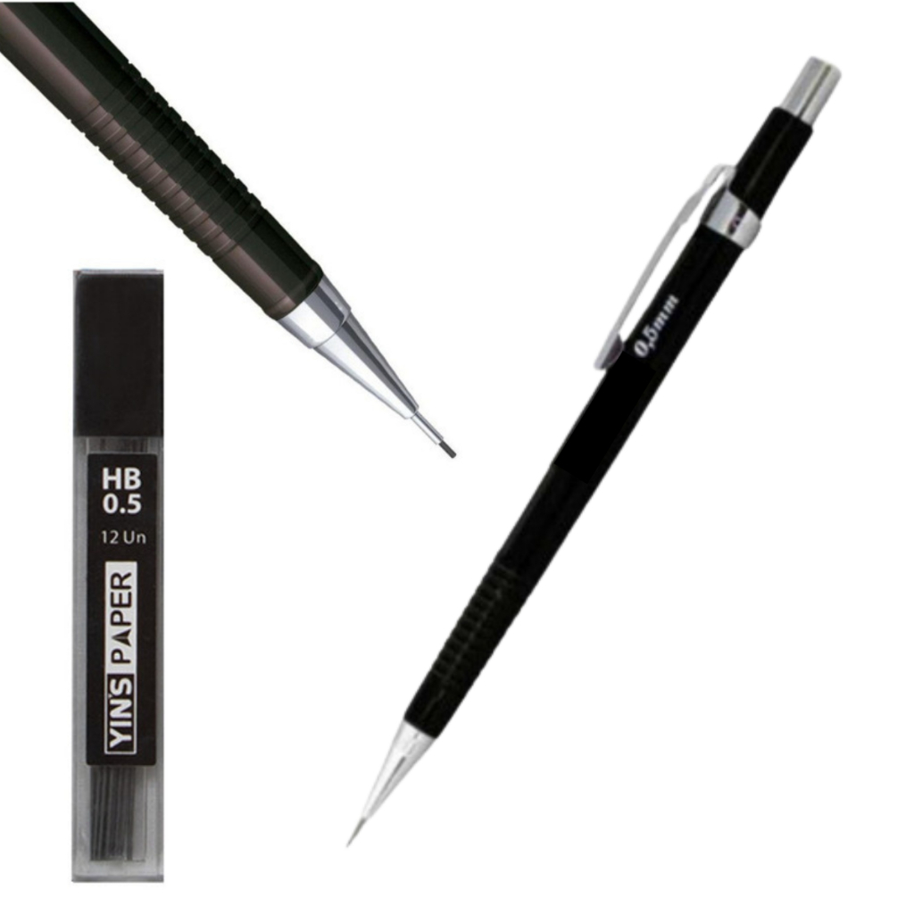 Lapiseira  tecnica 0.5mm Profissional Executive Escolar Yins + tubo grafite + borracha