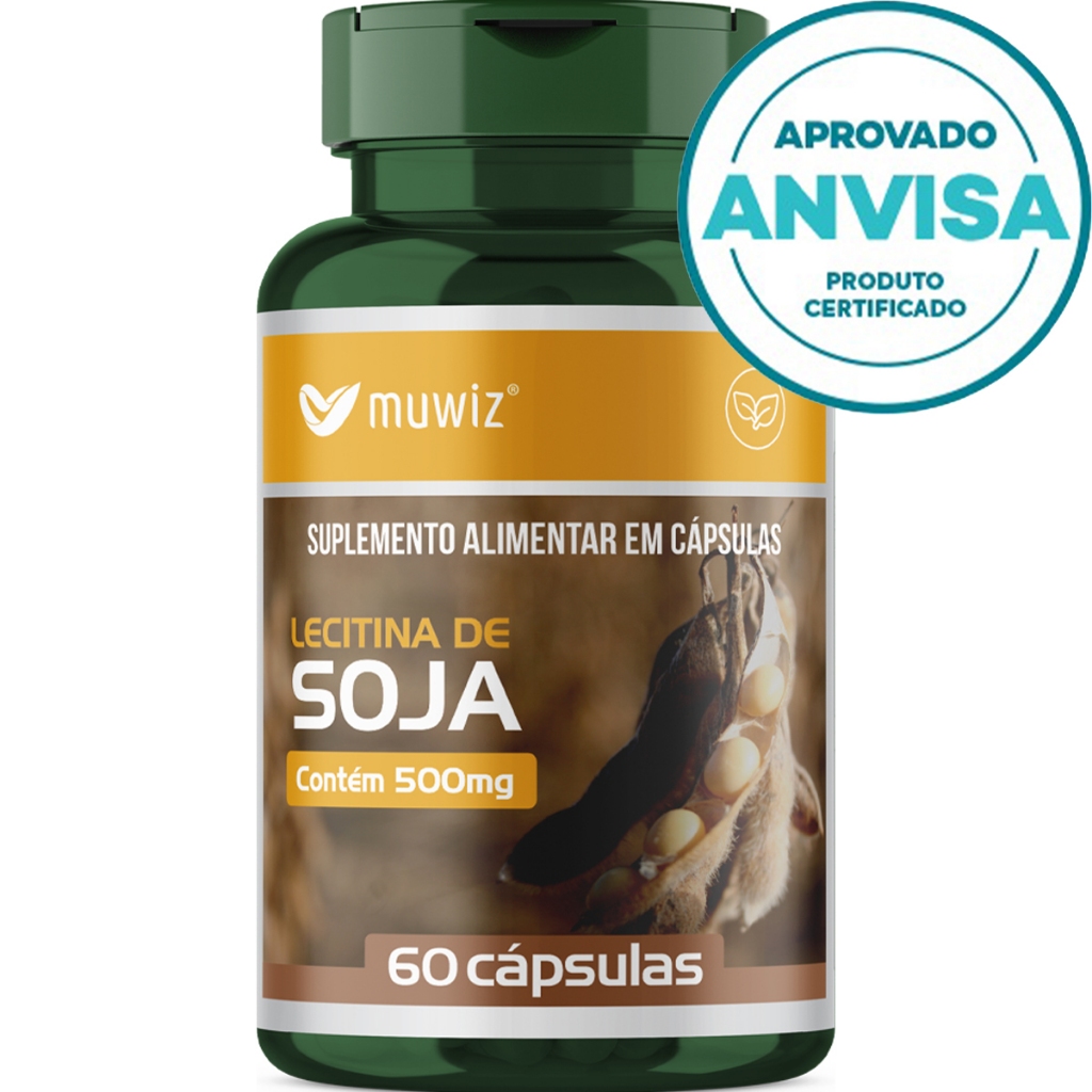 Lecitina De Soja - 60 Cápsulas 500mg - Muwiz