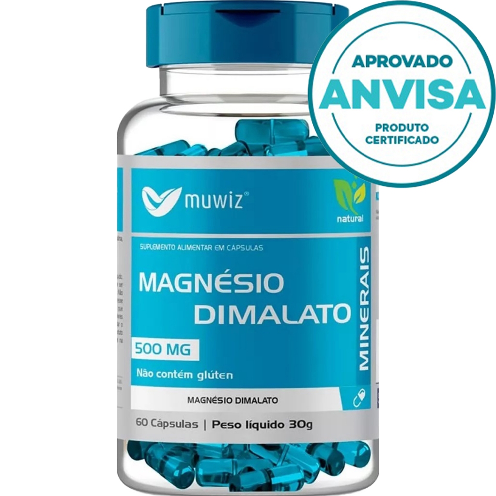 Magnésio Dimalato - 60 Cápsulas 500mg - Muwiz