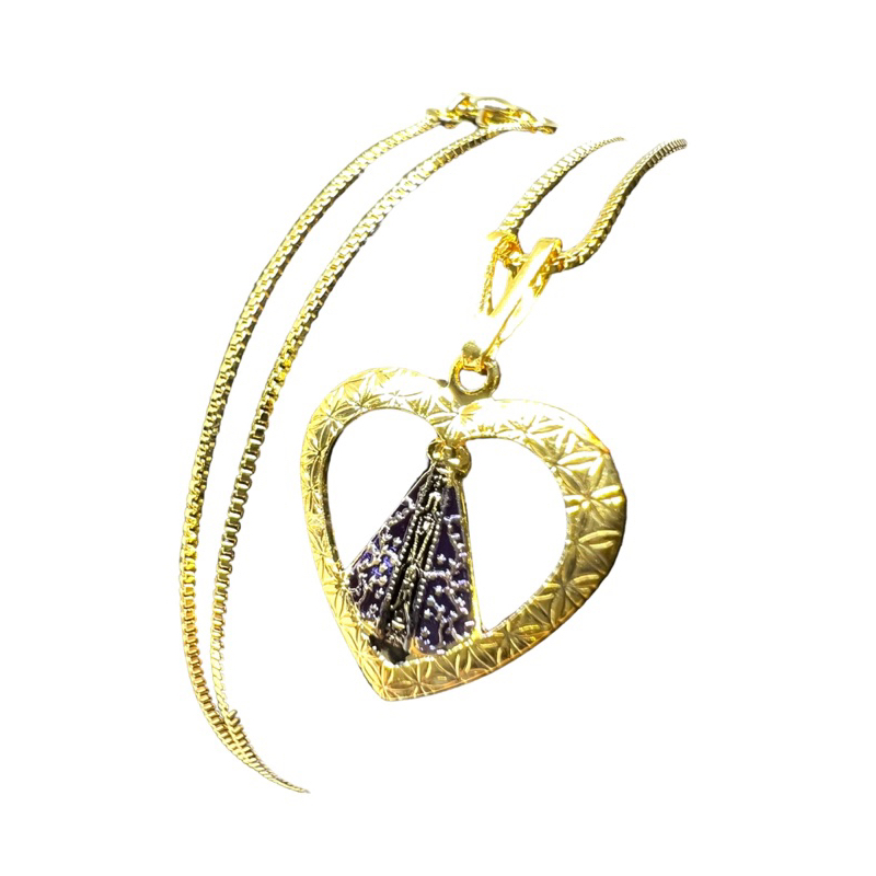 Colar De Nossa Senhora Aparecida de coração/ corrente folheada de coracao com medalha de nossa senhora aparecida.