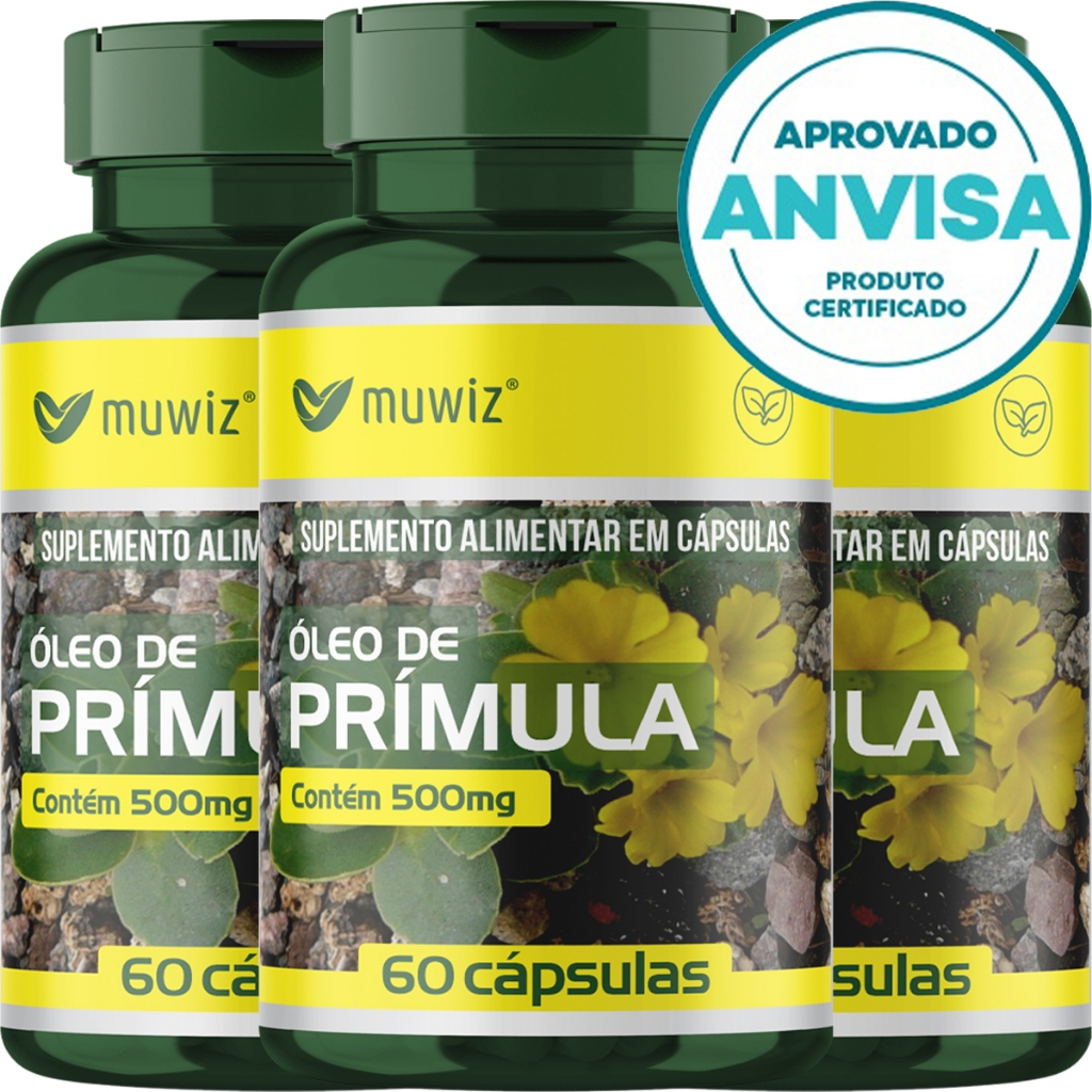 KIT 3 Unidades Óleo De Prímula - 60 Cápsulas 500mg - Muwiz