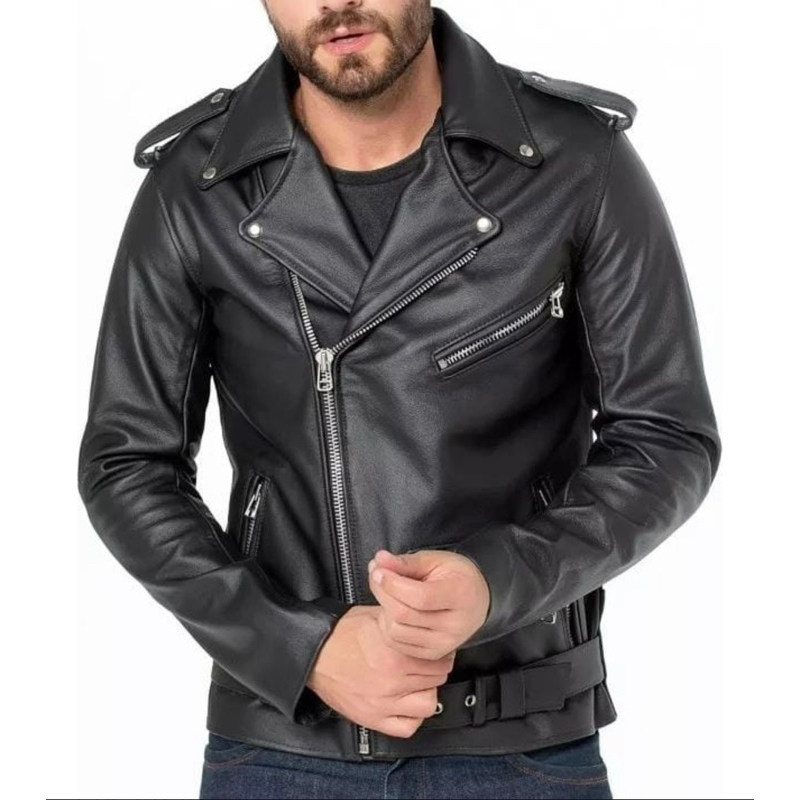Jaqueta de Couro Bovino Legitimo Modelo Rock Black Edition Original com Botão Frontal