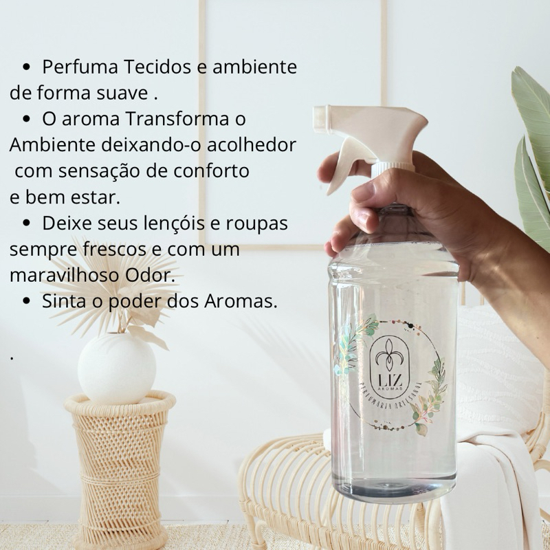 Água Perfumada Para Tecidos com borriador 1 Litro LIZ AROMAS — imagem 2 de 2