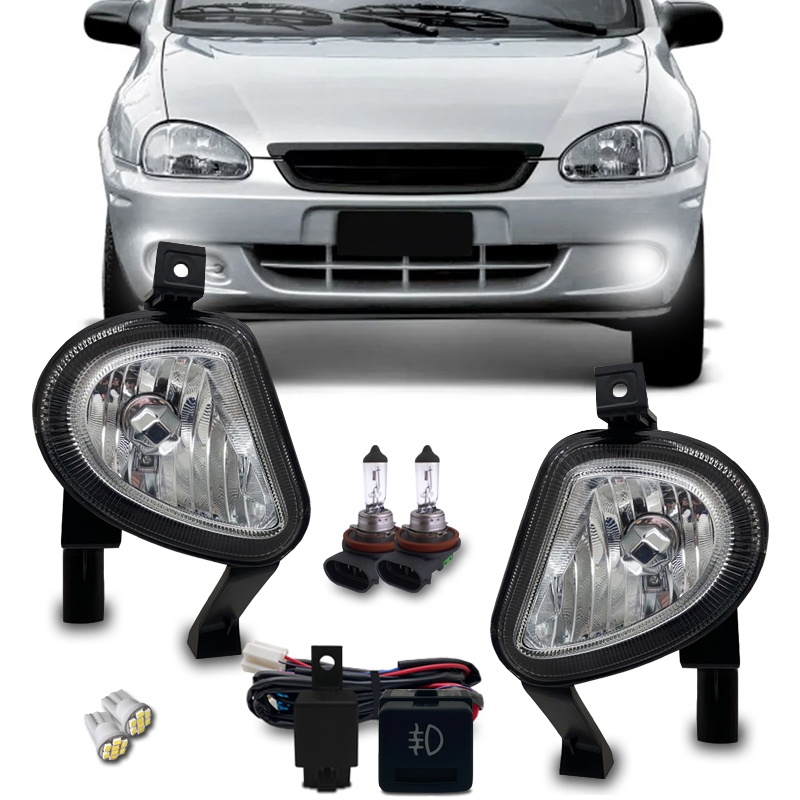 Kit Farol De Milha Auxiliar Neblina Lâmpada Compatível Corsa Classic 2003 2004 2005 2006