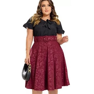 Saias Godê Midi com Bolso e Cinto Moda Evangélica Plus Size