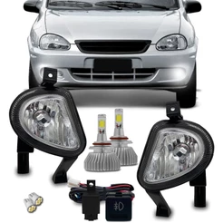 Kit Farol Milha Chevrolet Corsa Classic Meia Lua 2003 Á 2007 + Kit Super Led H3 6000k
