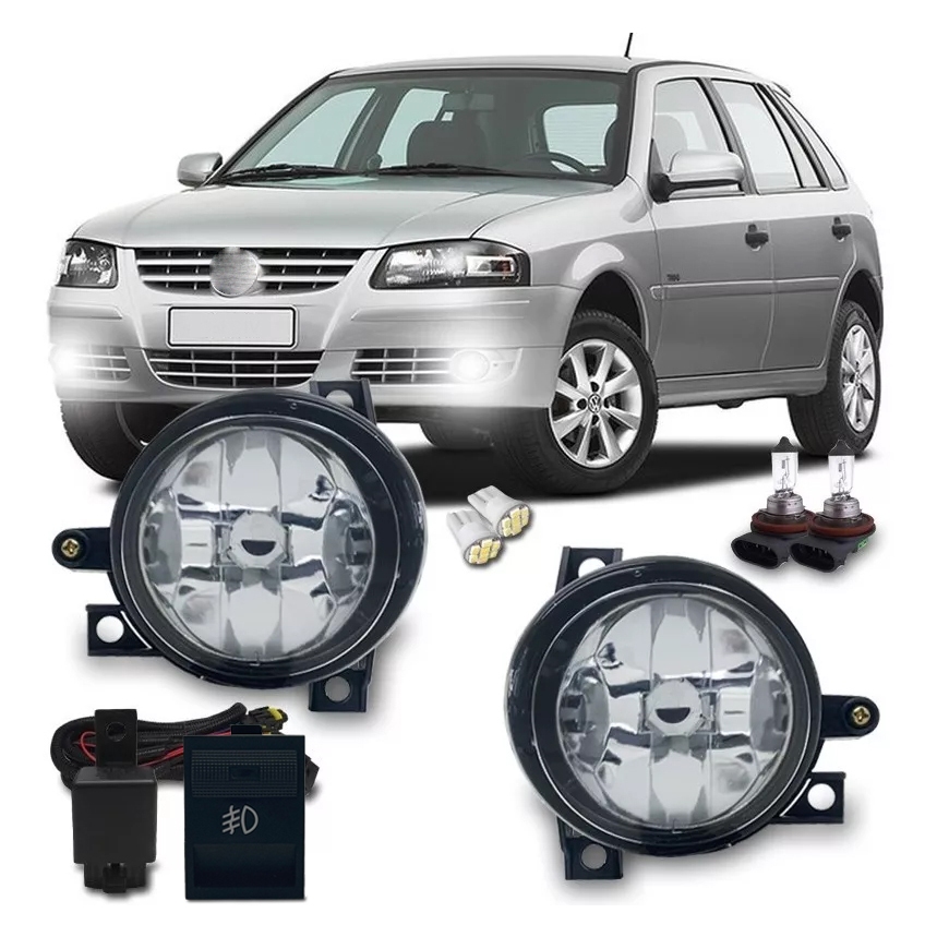 Kit Farol Auxiliar Volkswagen Gol Saveiro G4 2014 A 2009 2008 2007 2006 Com Lampadas