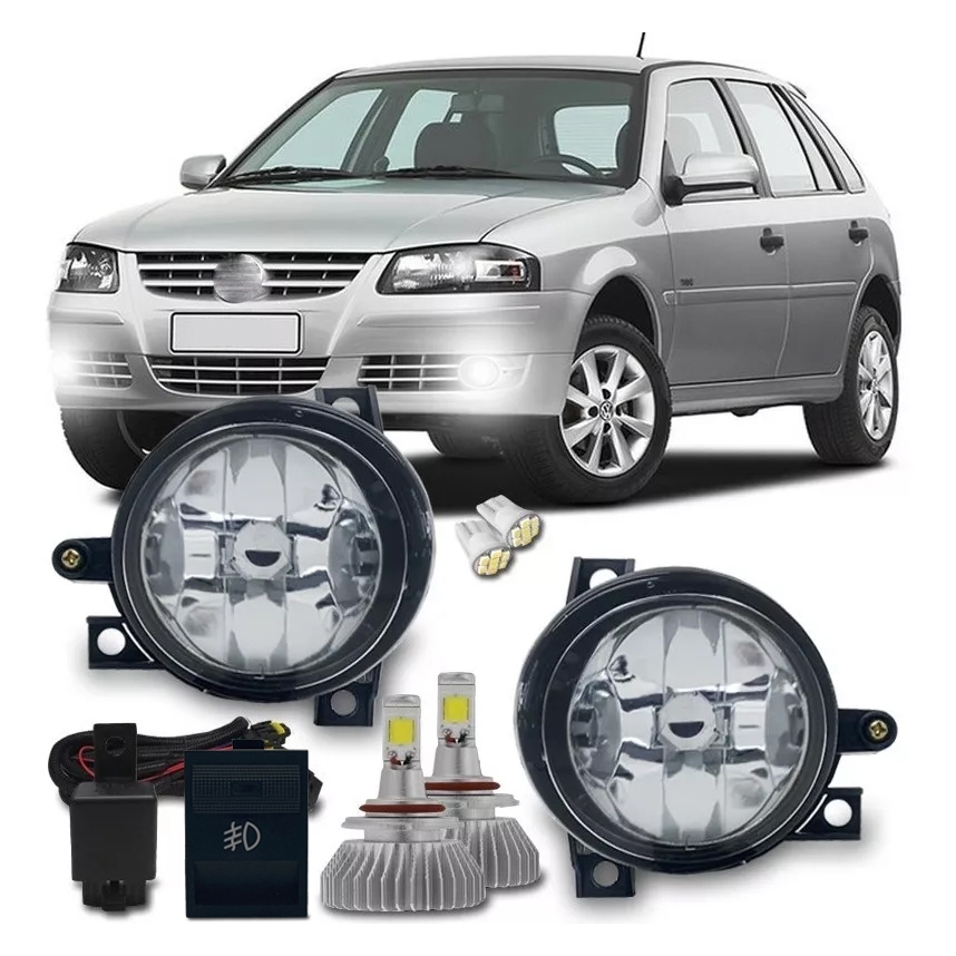 Kit Farol Milha Volkswagen Gol Saveiro G4 2006 A 2014 + Kit Super Led 6000k