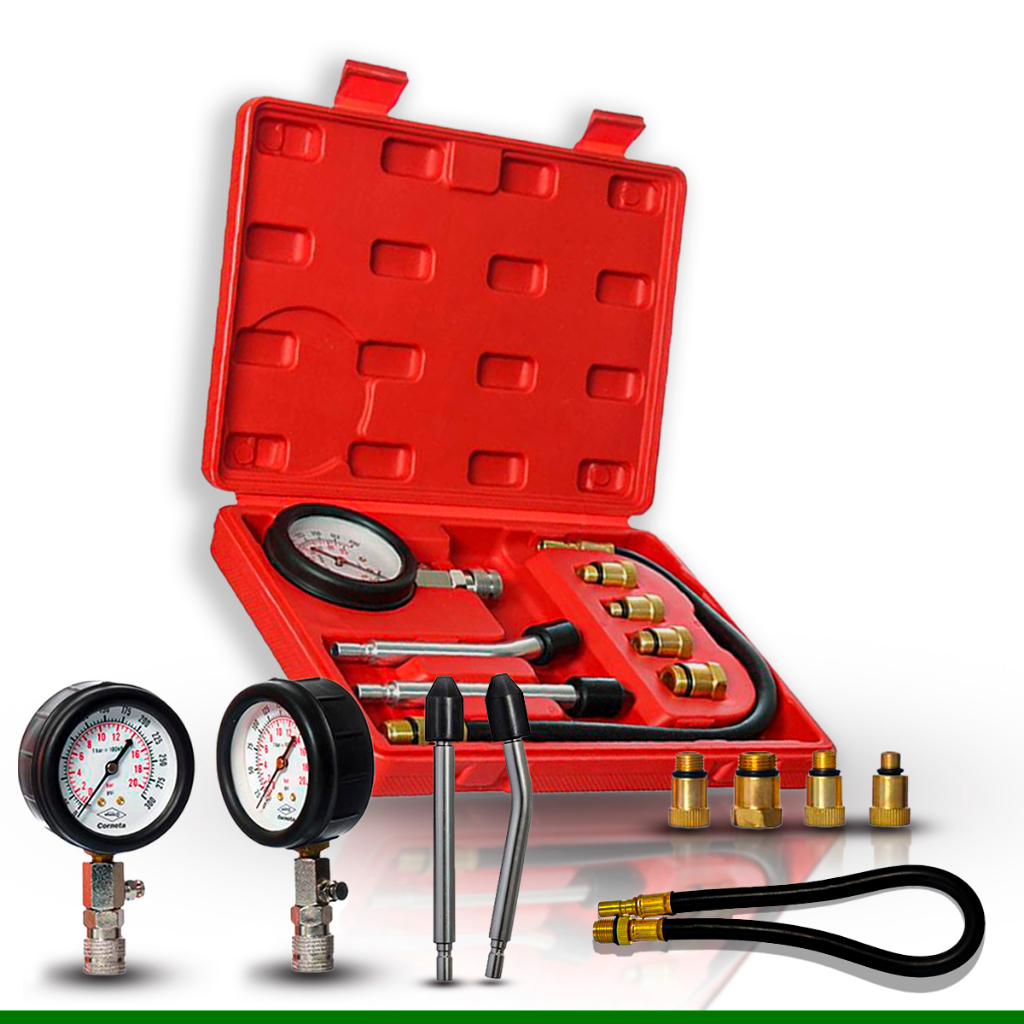 Teste Medidor de Compressão de Cilindro para Carro e Moto Linha Leve 4 Adaptadores GT824 Lorben