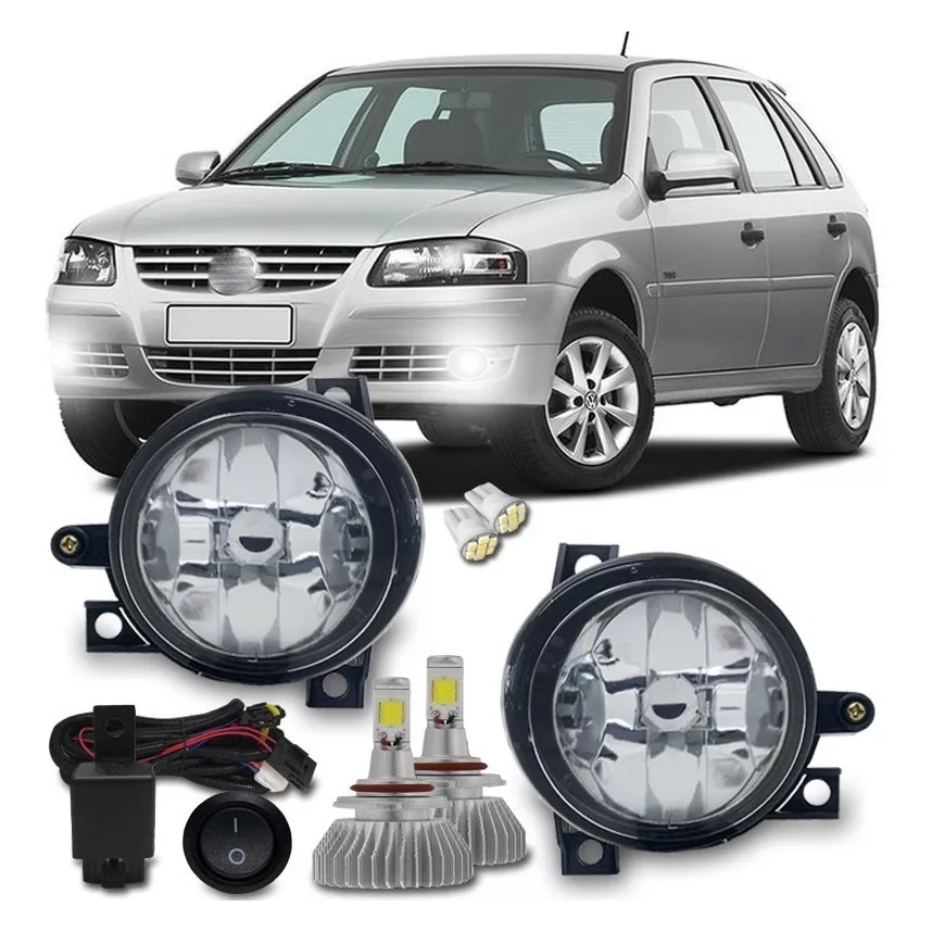 Kit Farol Milha Neblina Gol Saveiro Parati G4 + Super Led H3 6000k