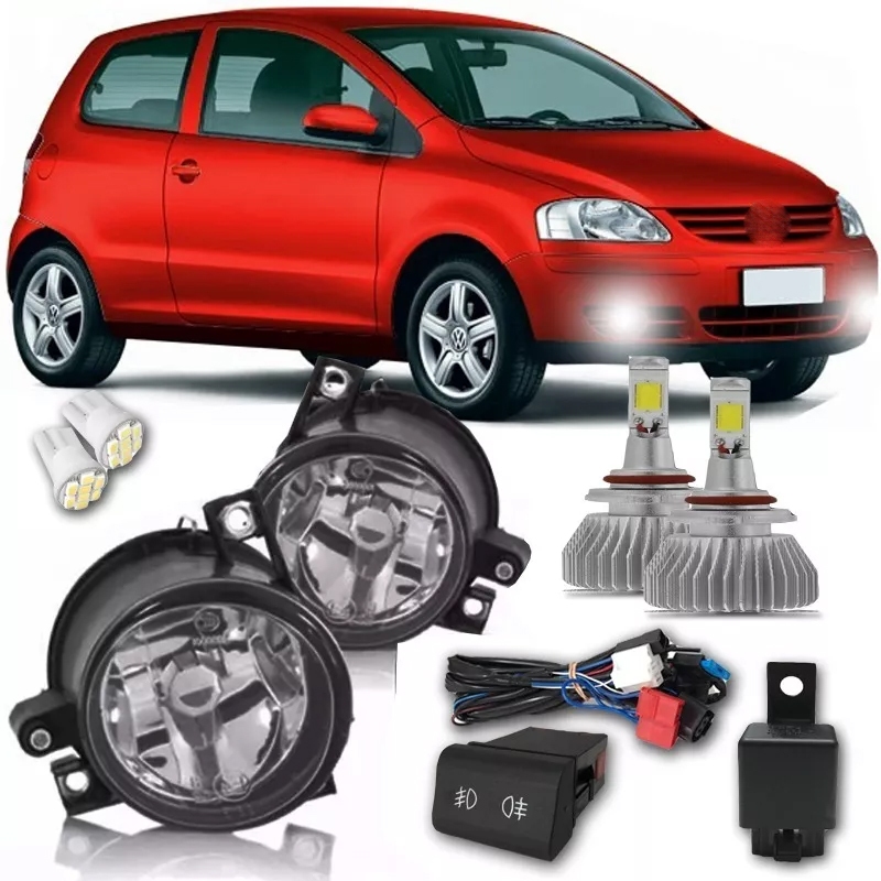 Kit Farol Milha Neblina Completo Fox 2003 2004 2005 2006 2007 2008 2009 + Kit Super Led 6000k