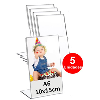 5 Peças Unidades Display Expositor Acrilico PS Cristal L Tamanho A6 10x15cm Vertical em Oferta na Shopee