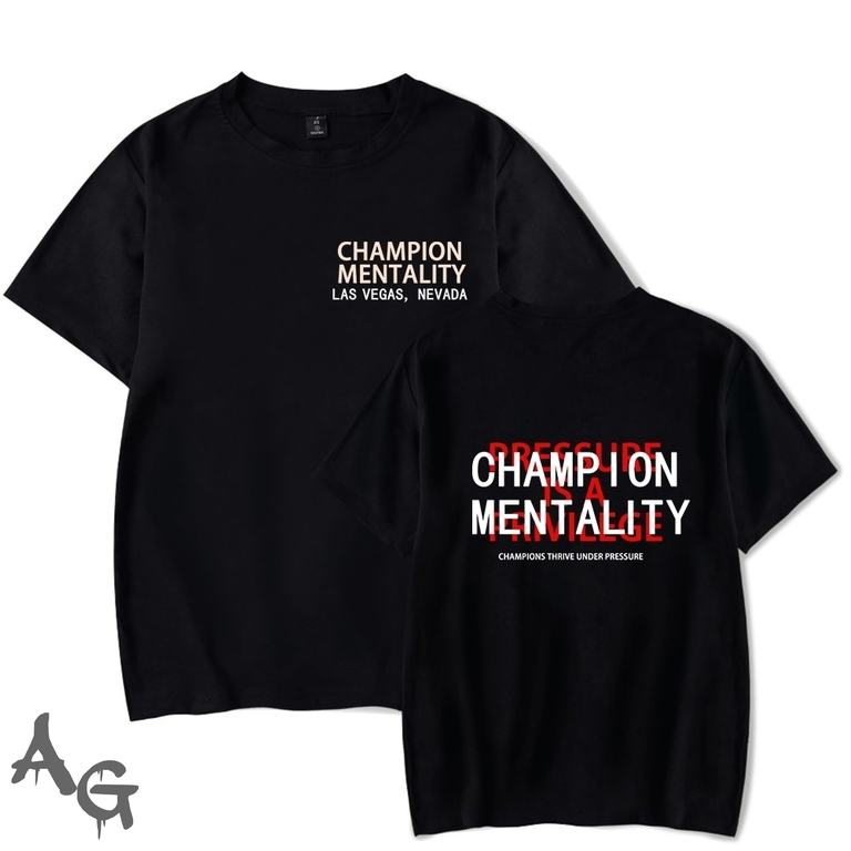 Camiseta Oversized Academia Champion Mentality Estampada Treino Maromba Fitness