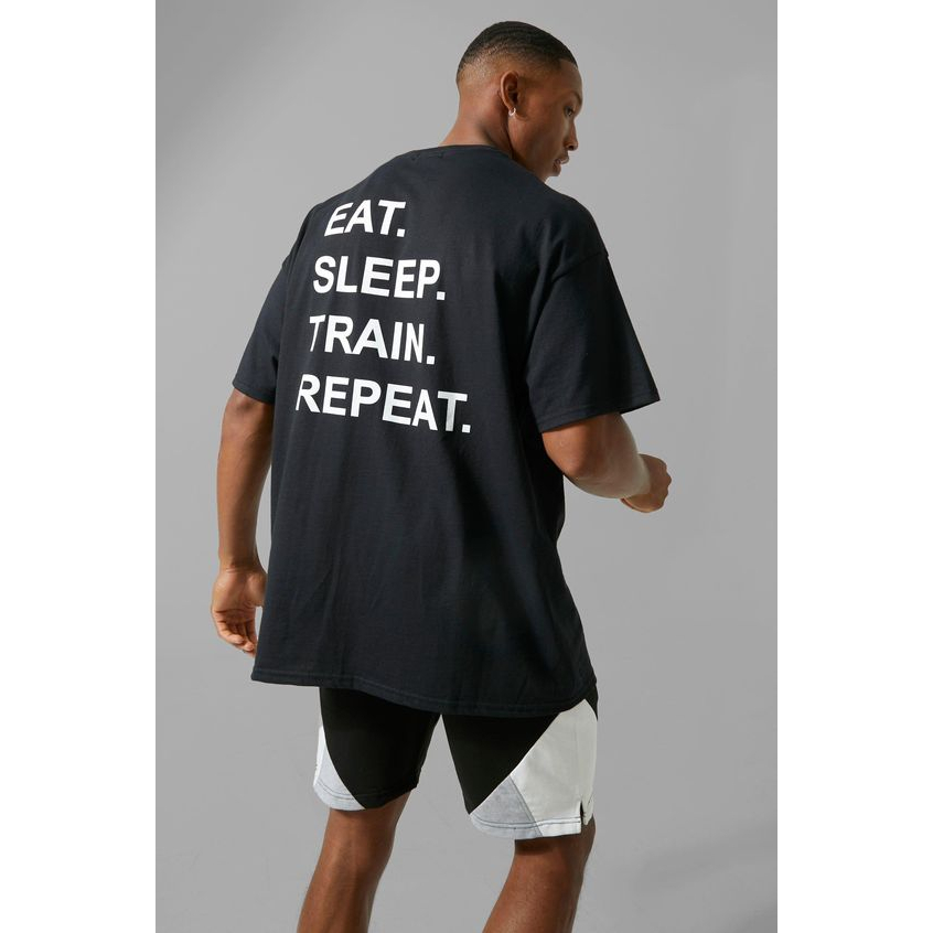Camiseta Oversized Academia Masculina  Estampa Comer Dormir Treinar Repetir Maromba Fitness Gym Lançamento