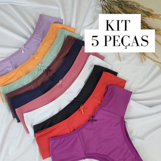 Kit 5 Calcinhas Femininas Tanga Microfibra Lisa Dia a Dia Cores Variadas Pala Alta em Oferta na Shopee