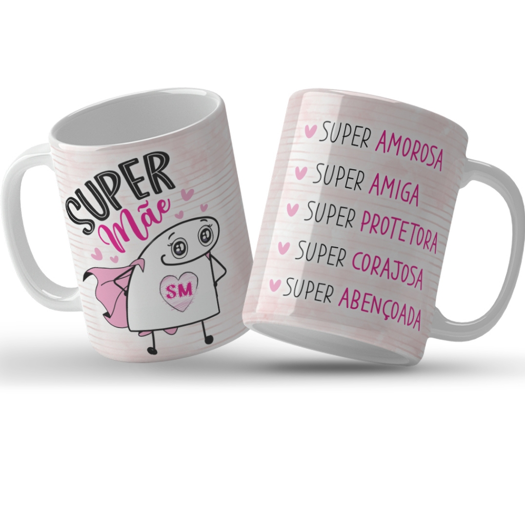 Caneca Personalizado Flork Dia das Mães -  Super Amorosa, Super Amiga, Super Protetora.