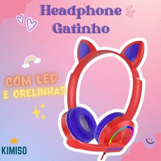 Fone de Ouvido Com Fio Fone Gatinho Headset CAT Gamer Orelha De Gato Headphone Led Rgb com Microfone