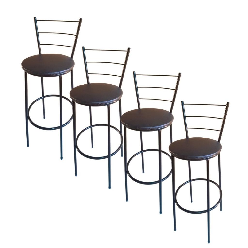 Kit 4 Banqueta Alta Banco Bistro Tubo Preto Cozinha Área Gourmet 70cm Altura - Escolha Qua...