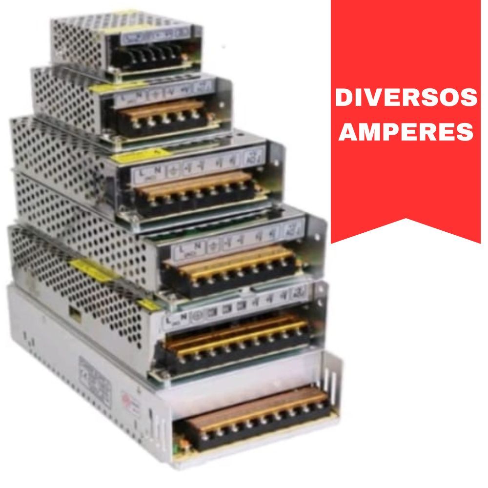 Fonte Chaveada Bivolt Diversos Amperes 12V Para Câmera Dvr Cftv Fita Led Som Automotivo