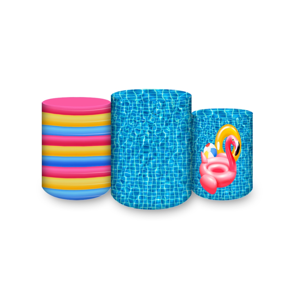 Capas De Cilindro Sublimados Veste Fácil C/ Elástico Tema Pool Party em Oferta na Shopee