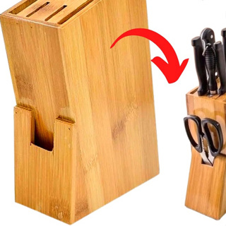 Faqueiro Organizador de Bambu 16.5x8x22.5 Cepo Facas Cozinha 9 Cavidades Utensílios para Cozinha Clink em Oferta na Shopee