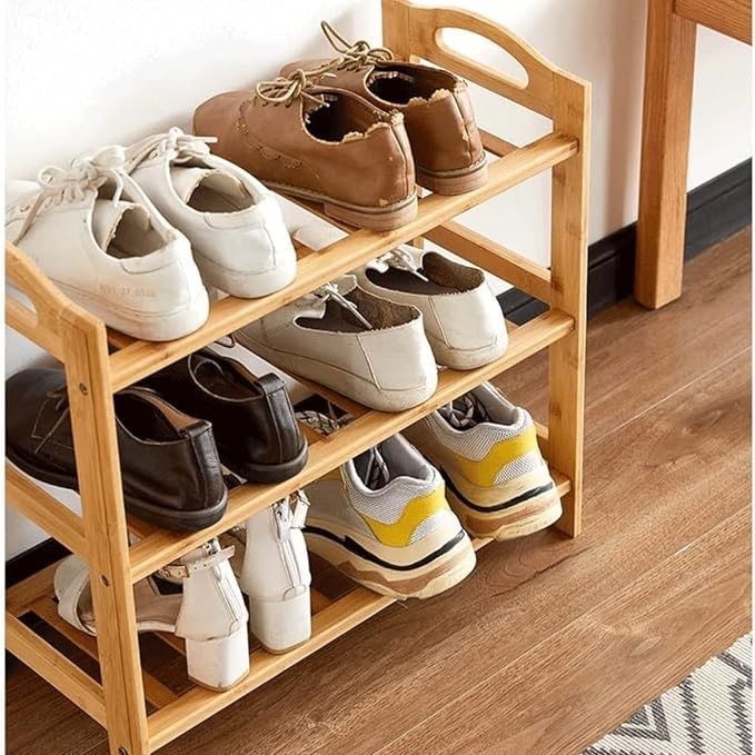 Sapateira De Bambu 3 Andares 68x24x51 Estante Organizadora Com Pregos Fácil E Prático De Montar