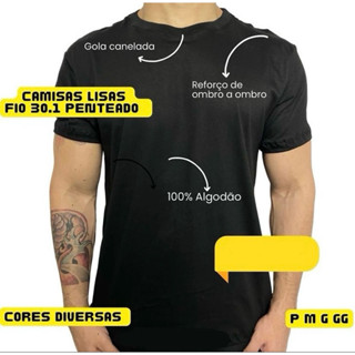 Camisa Camiseta Masculina malha algodão 30.1 penteada