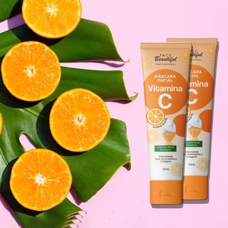 Máscara HIDRATANTE Facial Vitamina C com Ação Iluminadora e Colágeno em Oferta na Shopee