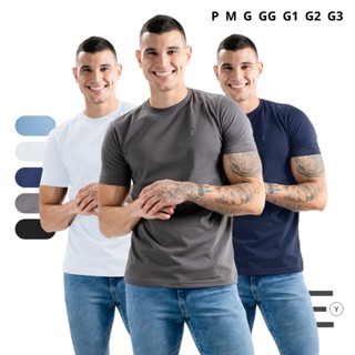 Kit 3 Camiseta Masculina Algodão Básica Premium P ao Plus Size