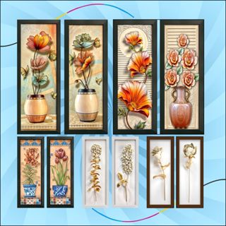Quadros Decorativos Banheiro Lavabo Sala Cozinha Vaso Flores, Kit 2 Quadros Flor Dourado Ramo De Br em Oferta na Shopee