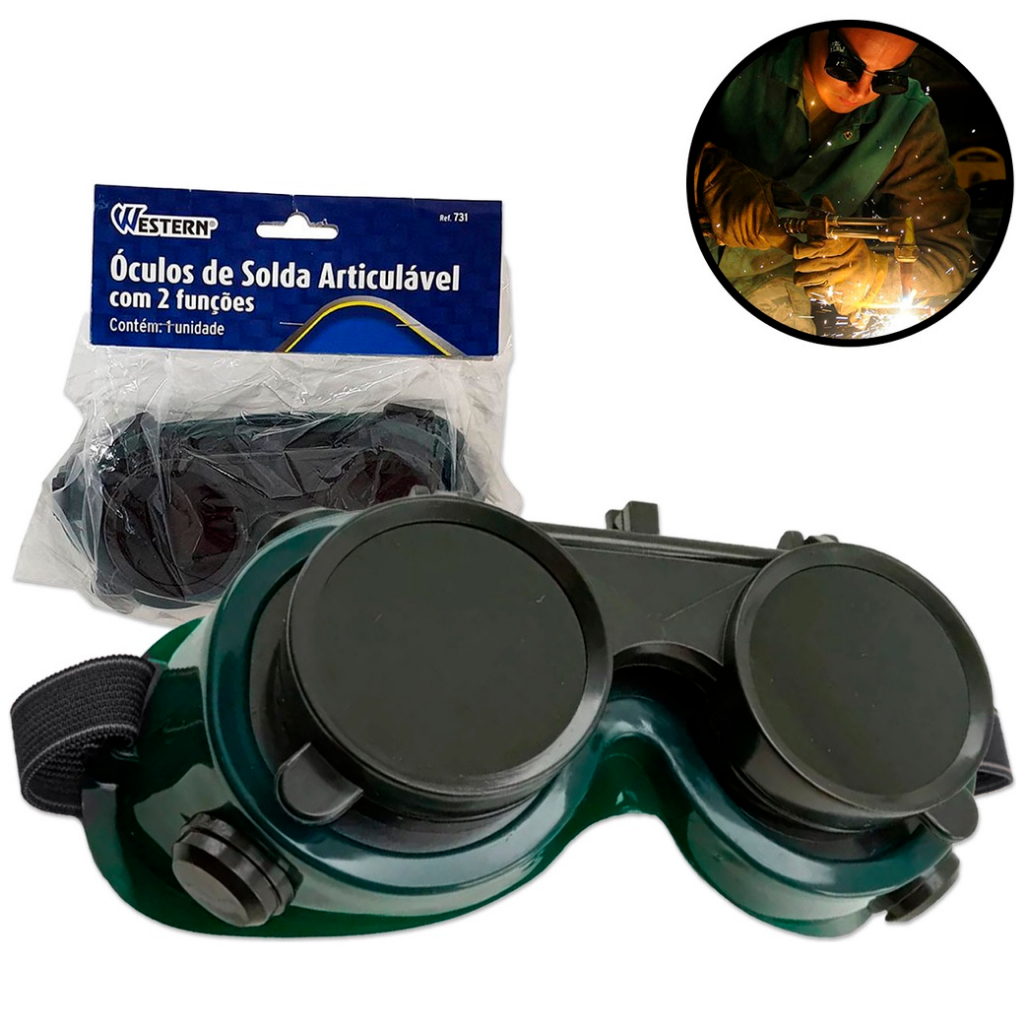 Óculos De Solda Articulável Com Lente Dupla Para Uso Profissional - Western em Oferta na Shopee