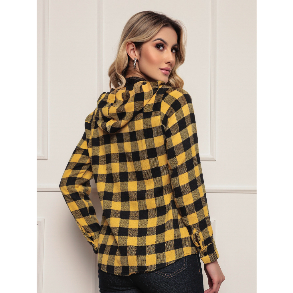 Camisa femininas xadrez blusinha blusas feminina Quadriculado