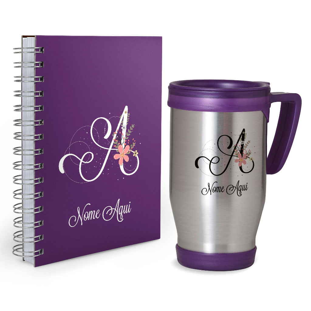 Kit Agenda 2026 + Caneca Iniciais Roxo - Com Nome em Oferta na Shopee