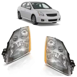 Farol Dianteiro Sentra 2007 2008 2009 Máscara Cinza Lente Lisa Acrilico