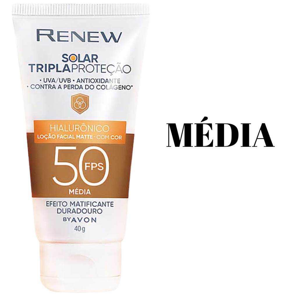 Renew Protetor Solar Facial Com Cor Média Avon 40g
